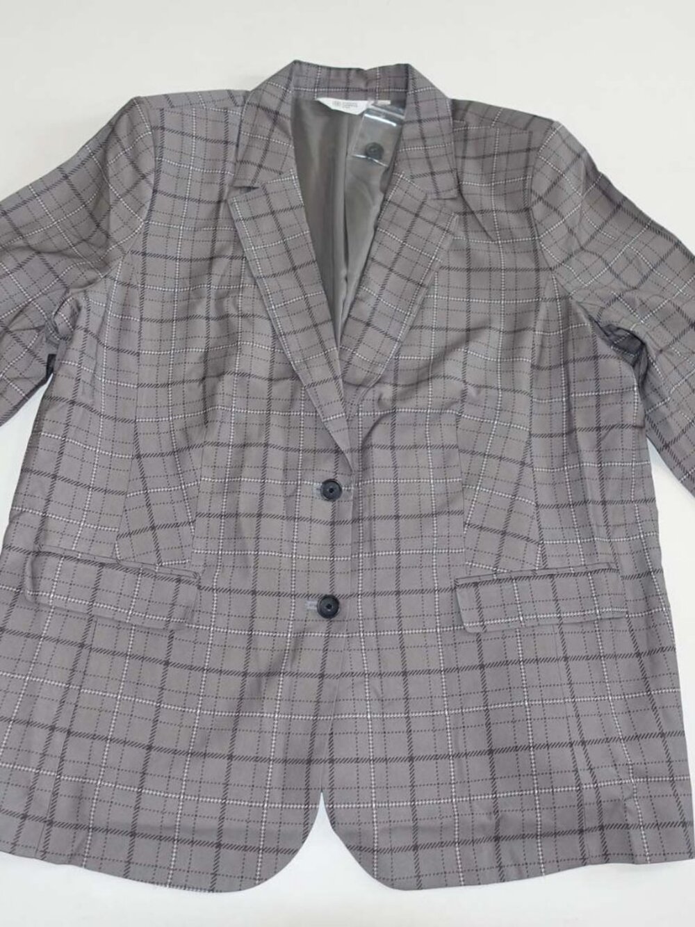 Candace Cameron Bure Women's 2 Button Blazer Jacket Size XL NWOT Gray Check